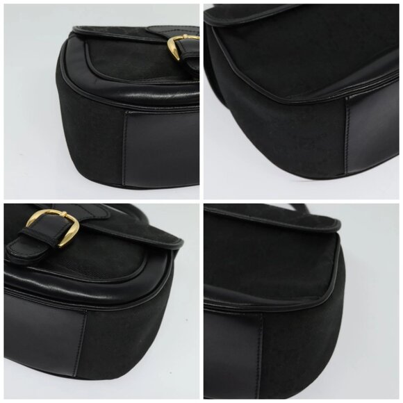 GUCCI GG Canvas Hand Bag 2way Black Gold 000 2058 0321 Auth 133588 - Picture 16 of 16